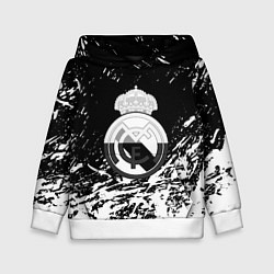 Толстовка-худи детская Реал Мадрид краски текстура, цвет: 3D-белый
