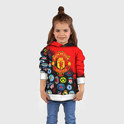 Толстовка-худи детская Манчестер Юнайтед логотипы команд, цвет: 3D-белый — фото 2