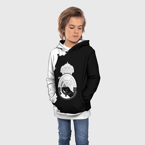 Детская толстовка Реал Мадрид черно белые краски / 3D-Белый – фото 3
