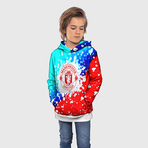 Детская толстовка Манчестер Юнайтед неон / 3D-Белый – фото 3