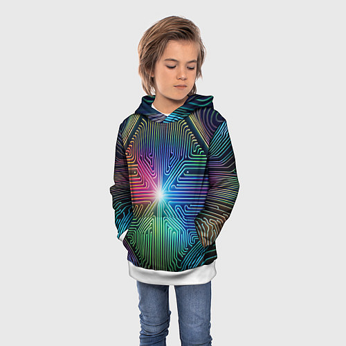 Детская толстовка Линейная графика / 3D-Белый – фото 3