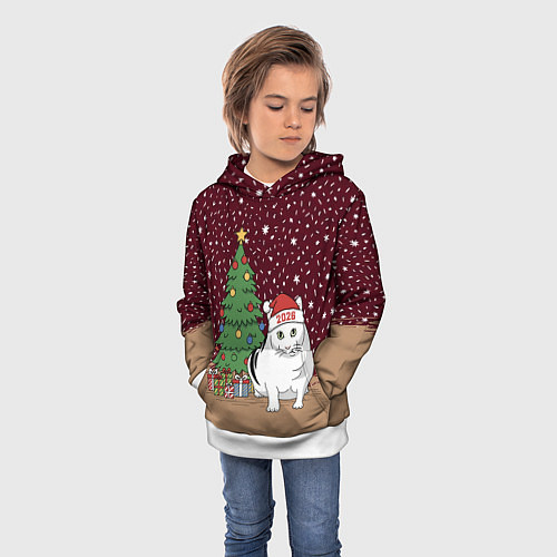 Детская толстовка Кот Бендер и ёлка / 3D-Белый – фото 3