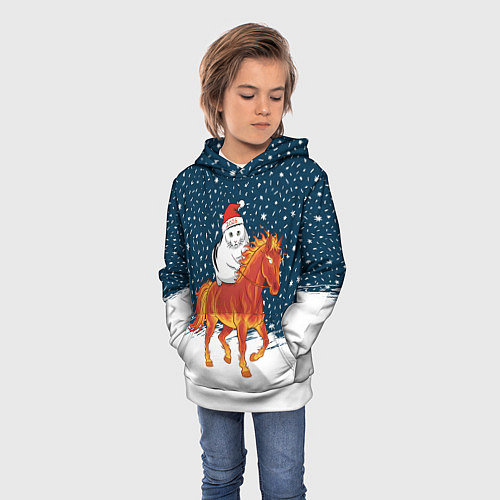 Детская толстовка Кот Бендер и огненный конь - 2026 / 3D-Белый – фото 3