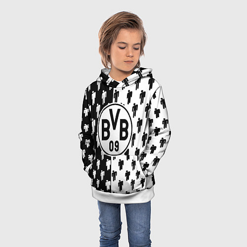 Детская толстовка Borussia черно белые люди / 3D-Белый – фото 3
