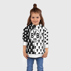 Толстовка-худи детская Borussia черно белые люди, цвет: 3D-белый — фото 2