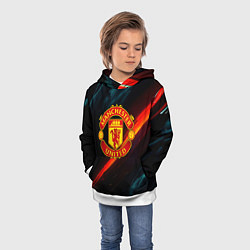 Толстовка-худи детская Манчестер Юнайтед абстракция, цвет: 3D-белый — фото 2