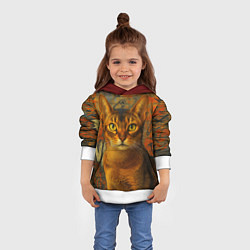 Толстовка-худи детская Абиссинская кошка на фоне кирпичной стены с граффи, цвет: 3D-белый — фото 2