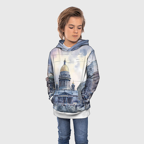 Детская толстовка Санкт-Петербург зимний город / 3D-Белый – фото 3