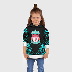 Толстовка-худи детская Ливерпуль неон геометрия, цвет: 3D-белый — фото 2