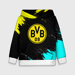 Толстовка-худи детская Borussia краски штрихи, цвет: 3D-белый
