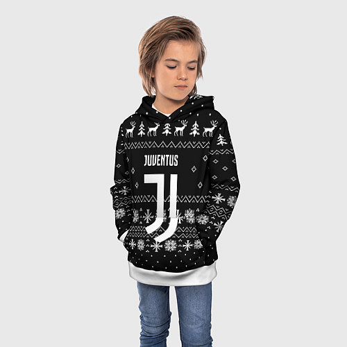Детская толстовка Ювентус новый год текстура / 3D-Белый – фото 3
