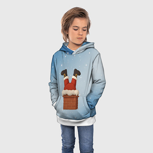 Детская толстовка Санта торчит из трубы / 3D-Белый – фото 3