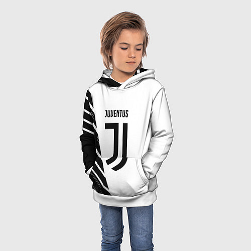 Детская толстовка Ювентус полосы геометрия текстура / 3D-Белый – фото 3