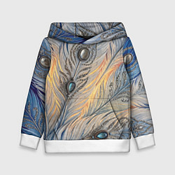 Детская толстовка Синие перья с самоцветами