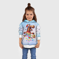 Толстовка-худи детская Лошадь с мандаринами, цвет: 3D-белый — фото 2