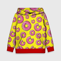 Толстовка-худи детская Пончики Гомера, цвет: 3D-красный