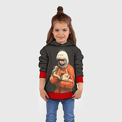 Толстовка-худи детская Гагарин с лайкой, цвет: 3D-красный — фото 2