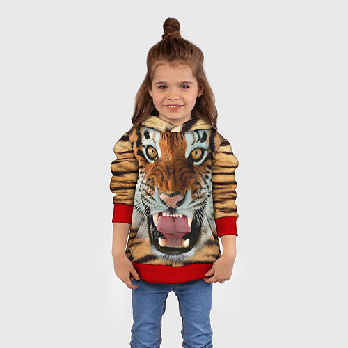 Детская толстовка Взгляд тигра / 3D-Красный – фото 4