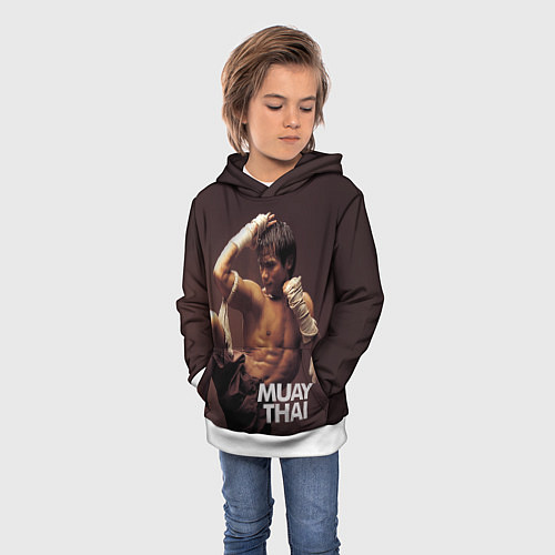 Детская толстовка Муай тай боец / 3D-Белый – фото 3