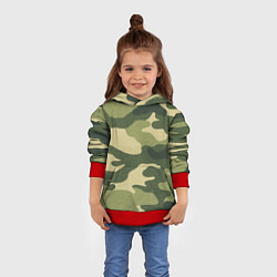 Толстовка-худи детская Хаки, цвет: 3D-красный — фото 2
