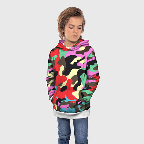 Детская толстовка Яркий камуфляж / 3D-Белый – фото 3