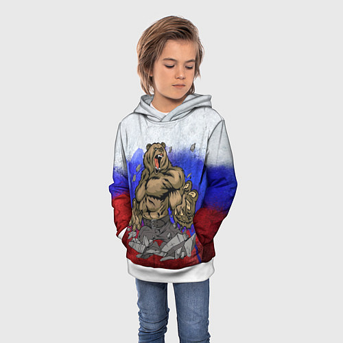 Детская толстовка Русский медведь / 3D-Белый – фото 3