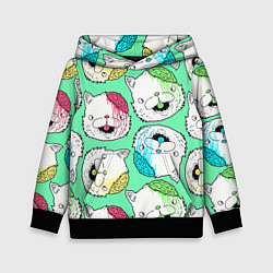 Толстовка-худи детская Drop Dead: Kitty Heads, цвет: 3D-черный