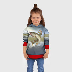 Толстовка-худи детская Дерзская щука, цвет: 3D-красный — фото 2
