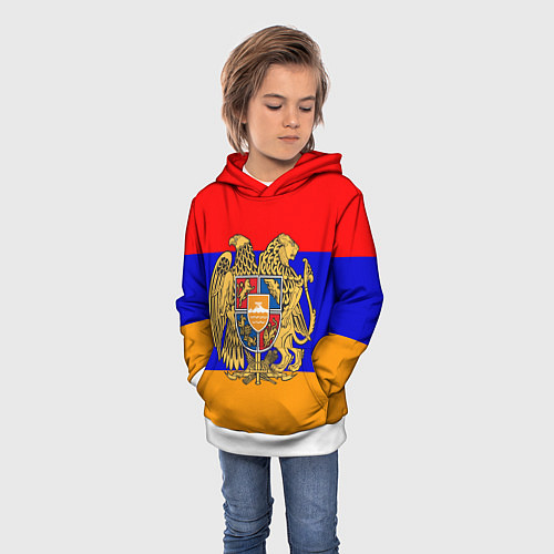 Детская толстовка Герб и флаг Армении / 3D-Белый – фото 3