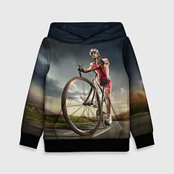 Толстовка-худи детская Велогонщик, цвет: 3D-черный