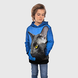Толстовка-худи детская Черный кот, цвет: 3D-черный — фото 2