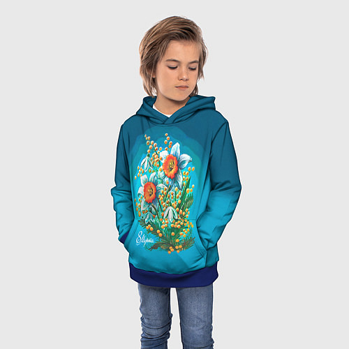 Детская толстовка 8 марта ретро / 3D-Синий – фото 3