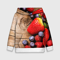 Толстовка-худи детская Ягодный микс, цвет: 3D-белый