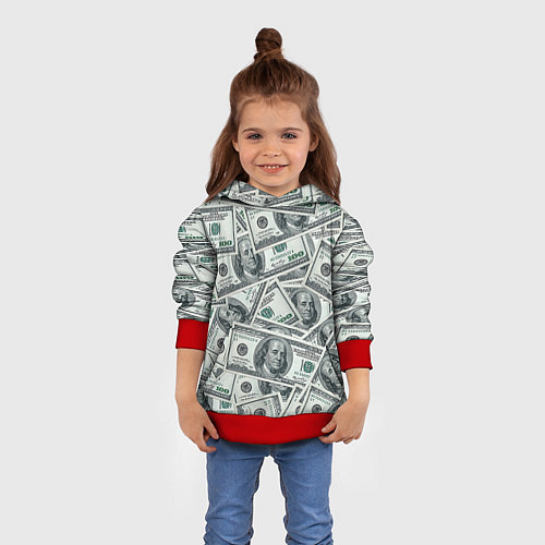 Детская толстовка Банкноты / 3D-Красный – фото 4