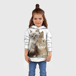 Толстовка-худи детская Кот и кролик пушистые, цвет: 3D-белый — фото 2