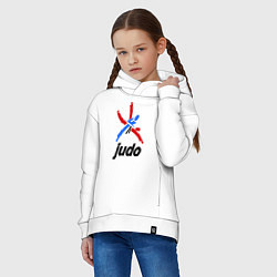 Толстовка оверсайз детская Judo Emblem, цвет: белый — фото 2