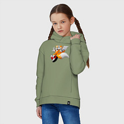Толстовка оверсайз детская Лисенок Тейлз, цвет: авокадо — фото 2