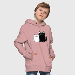 Толстовка оверсайз детская Удивленные коты, цвет: пыльно-розовый — фото 2