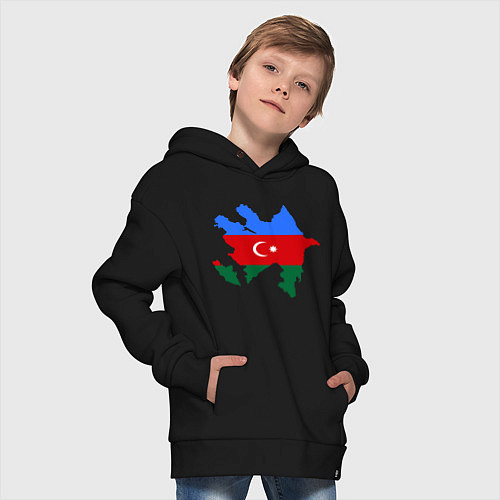 Детское худи оверсайз Azerbaijan map / Черный – фото 4