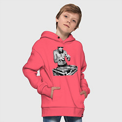 Толстовка оверсайз детская Брюс Ли Dj, цвет: коралловый — фото 2