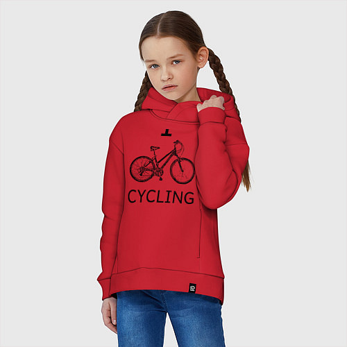 Детское худи оверсайз I love cycling / Красный – фото 3