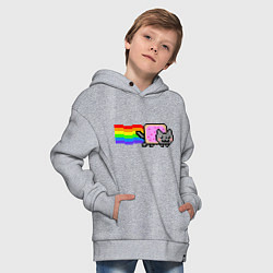 Толстовка оверсайз детская Nyan Cat, цвет: меланж — фото 2