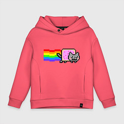 Толстовка оверсайз детская Nyan Cat, цвет: коралловый