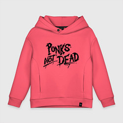 Толстовка оверсайз детская Punks not dead, цвет: коралловый
