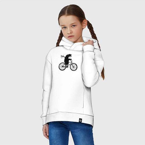 Детское худи оверсайз Ежик на велосипеде / Белый – фото 3