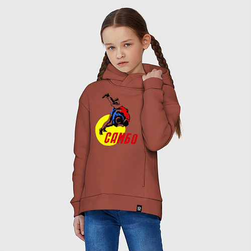 Детское худи оверсайз Спортивное самбо / Кирпичный – фото 3