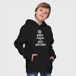 Толстовка оверсайз детская Keep Calm & Buy Bitcoin, цвет: черный — фото 2