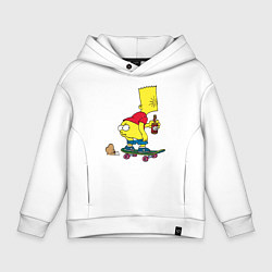 Толстовка оверсайз детская Bart Simpson, цвет: белый
