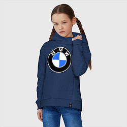 Толстовка оверсайз детская Logo BMW, цвет: тёмно-синий — фото 2