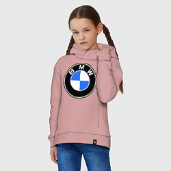 Толстовка оверсайз детская Logo BMW, цвет: пыльно-розовый — фото 2